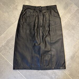 Calliope Leather Works Black Leather Skirt Women’s Size 10 A-Line Pockets Lined